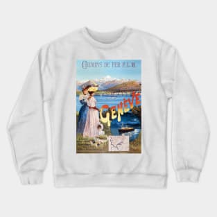 Geneva Switzerland Vintage Poster 1890 Crewneck Sweatshirt